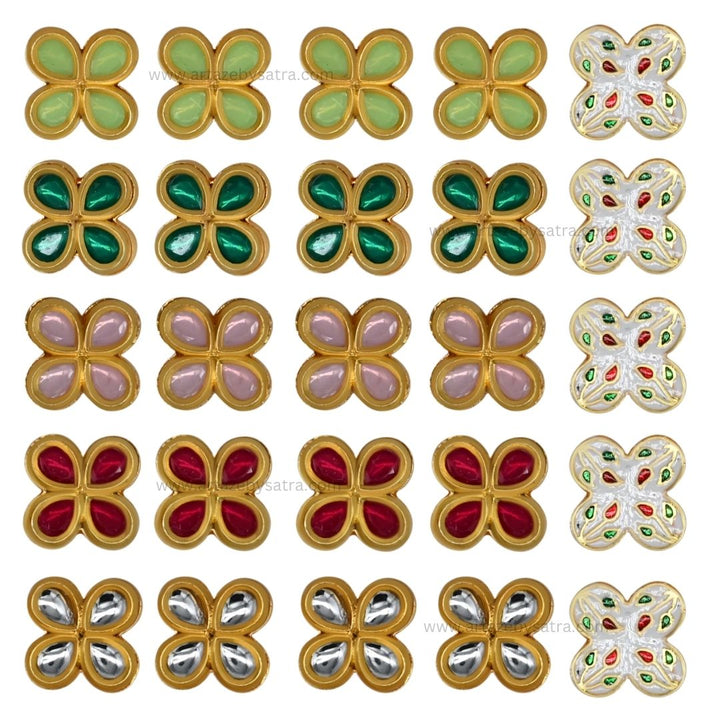 Meenakari Kundan Beads | Size : 16mm | Qty : 12pcs | C-342