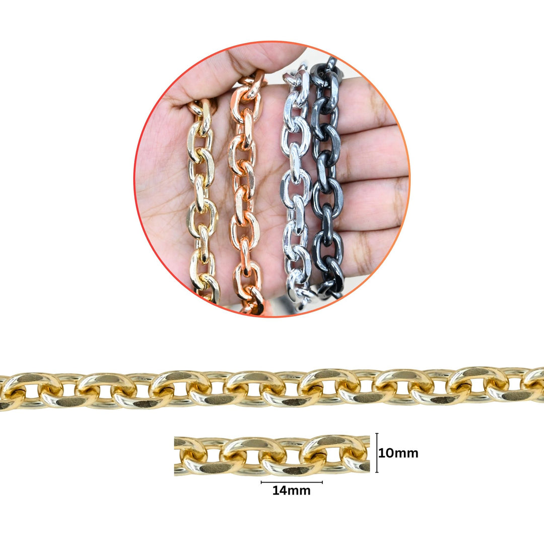 Aluminium Chain | Size : H-10mm W-14mm | Qty : 1mtr | JT-19-35-46