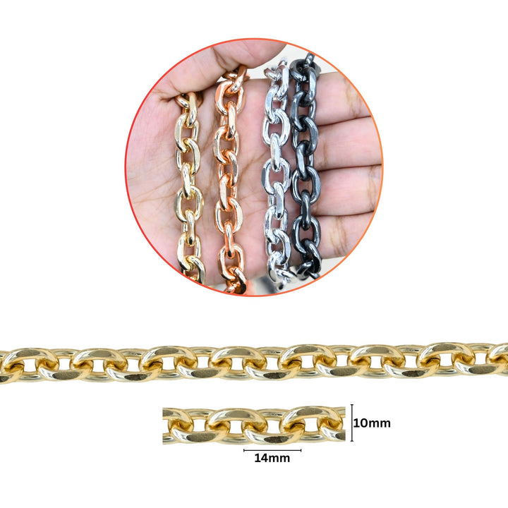 Aluminium Chain | Size : H-10mm W-14mm | Qty : 1mtr | JT-19-35-46