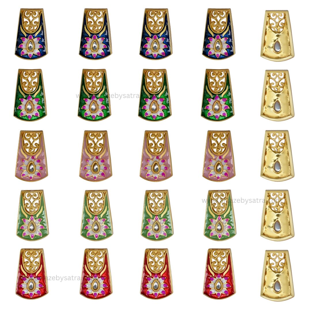 Meenakari Kundan Beads | Size : 26mm | 6pcs | C-550