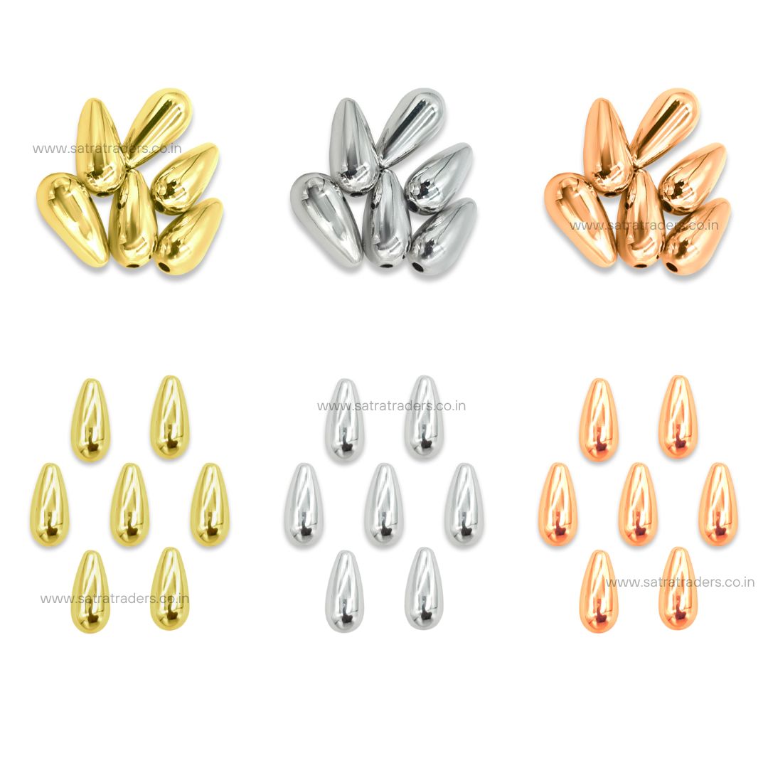 18k Brass Drop Beads | Size : 17mm | 6pcs