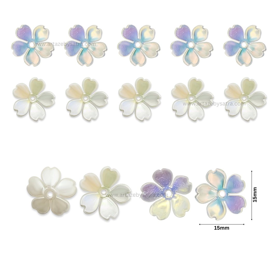 AB Flower Hair Accessories | Size : 15mm | 50pcs