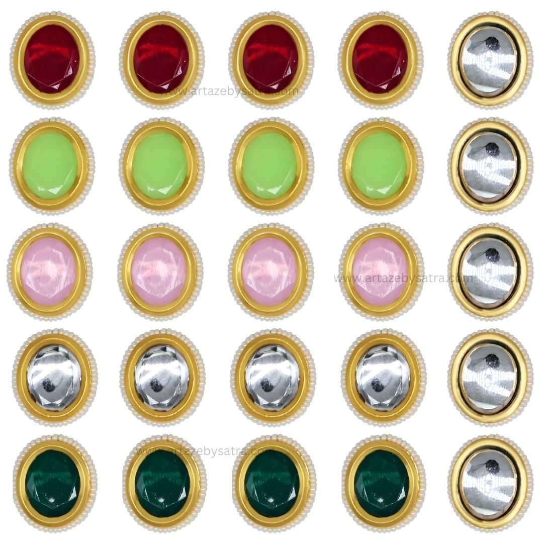 Meenakari Kundan Beads | Size : 21mm | Qty : 6pcs | C-571