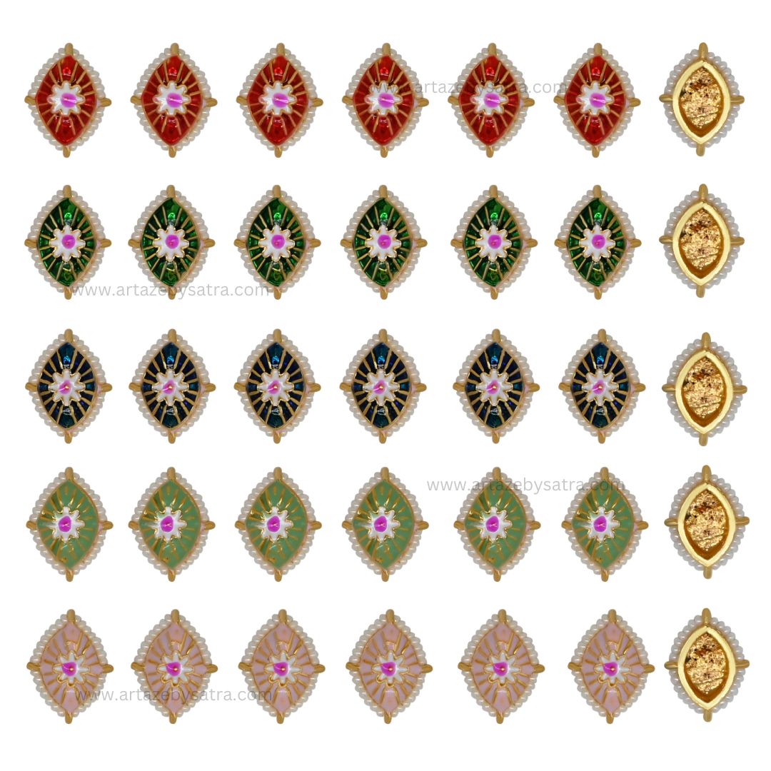 Meenakari Kundan Beads | Size : 17mm | Qty : 12pcs | C-858