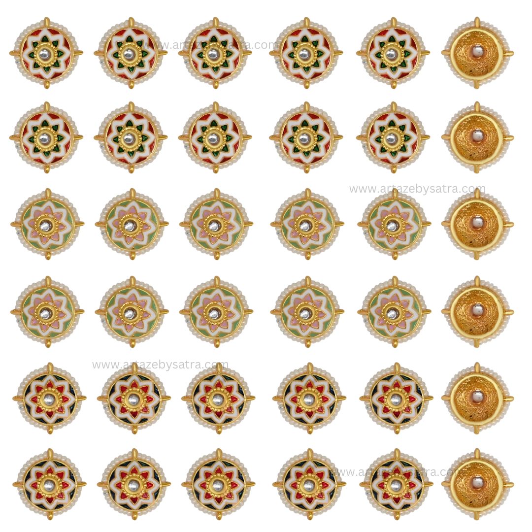 Meenakari Kundan Beads | Size : 17mm | Qty : 12pcs