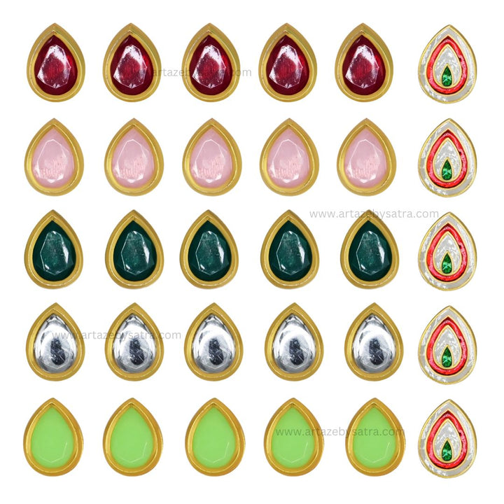 Meenakari Kundan Beads |  Size : 18mm | Qty : 6pcs | C-567