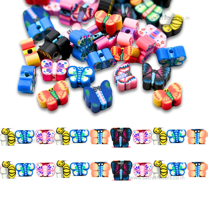 Butterfly Polymer Clay Fimo Beads | Size: 6mm (W) Thicknesms 2m | 1string 40 PCS | FB02