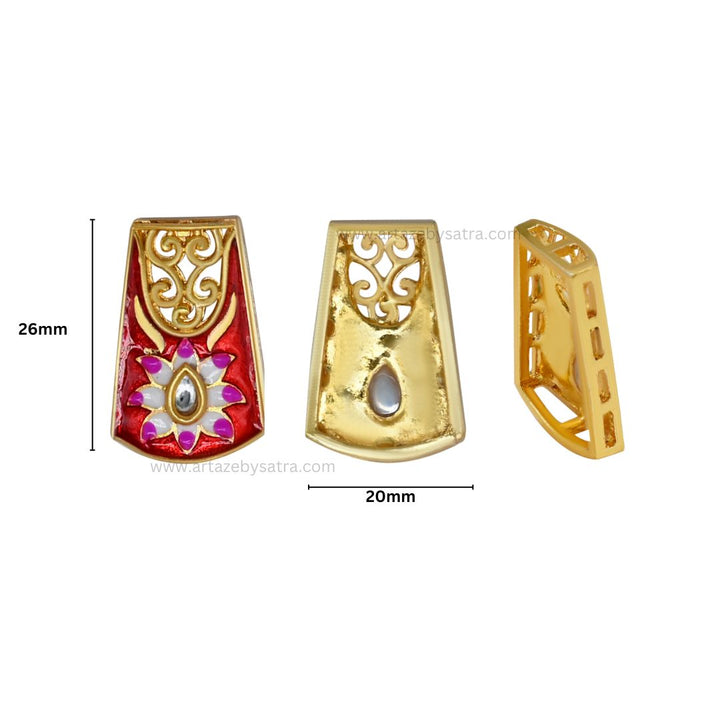 Meenakari Kundan Beads | Size : 26mm | 6pcs | C-550