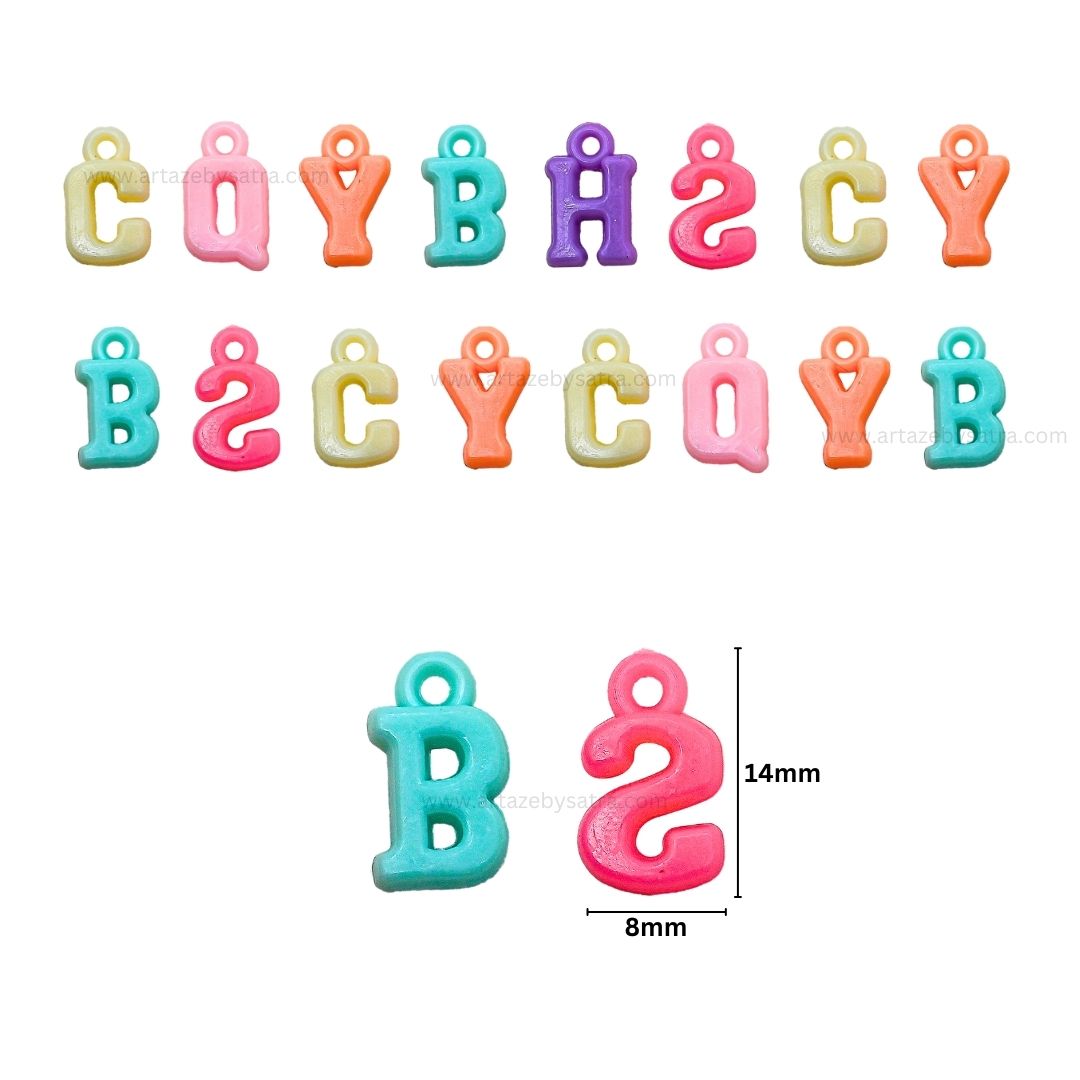 Alphabet Pastel Pendant Beads  | Size : 14mm | PB121