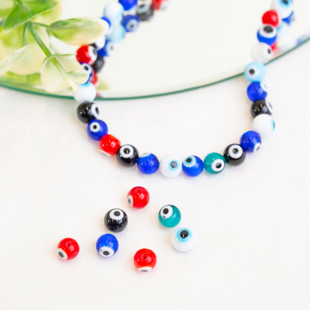 Multicolor Evil Eye Glass Beads | 1 String