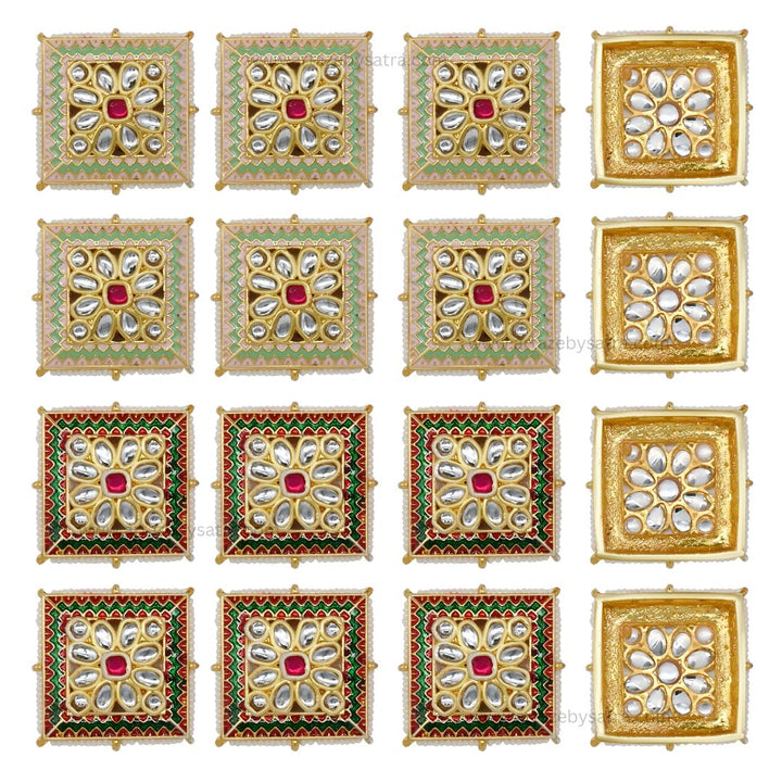 Meenakari Kundan Beads | Size : 29mm | Qty : 6pcs | C-369