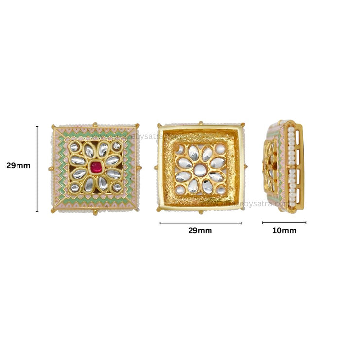 Meenakari Kundan Beads | Size : 29mm | Qty : 6pcs | C-369