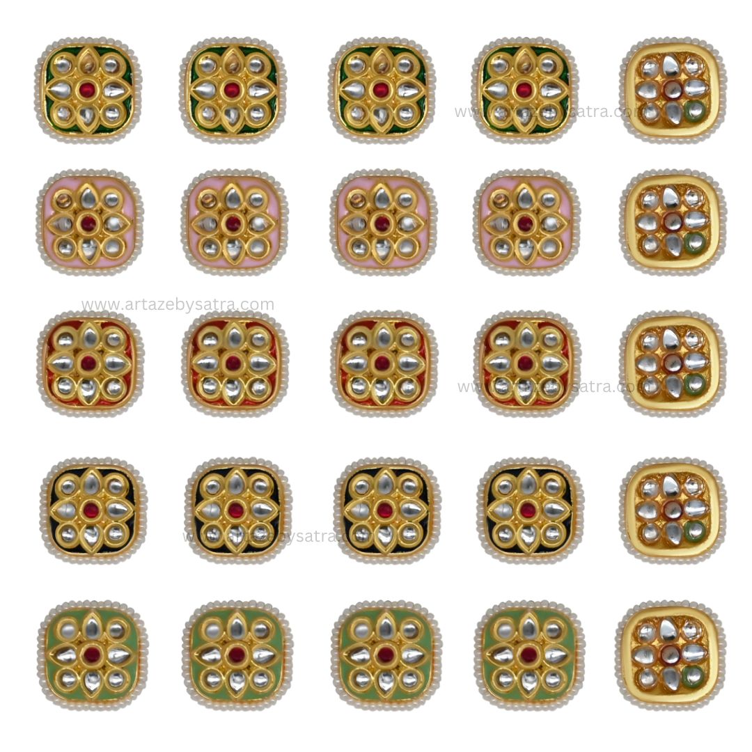 Meenakari Kundan Beads | Size : 17mm | Qty : 12pcs | C-288