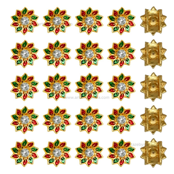 Connector Meenakari Kundan Beads | Size : 16mm | Qty : 12pcs