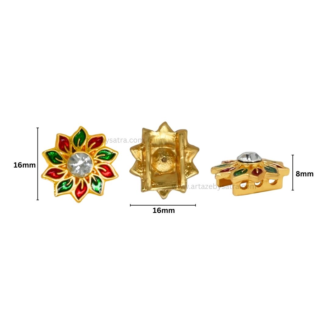 Connector Meenakari Kundan Beads | Size : 16mm | Qty : 12pcs