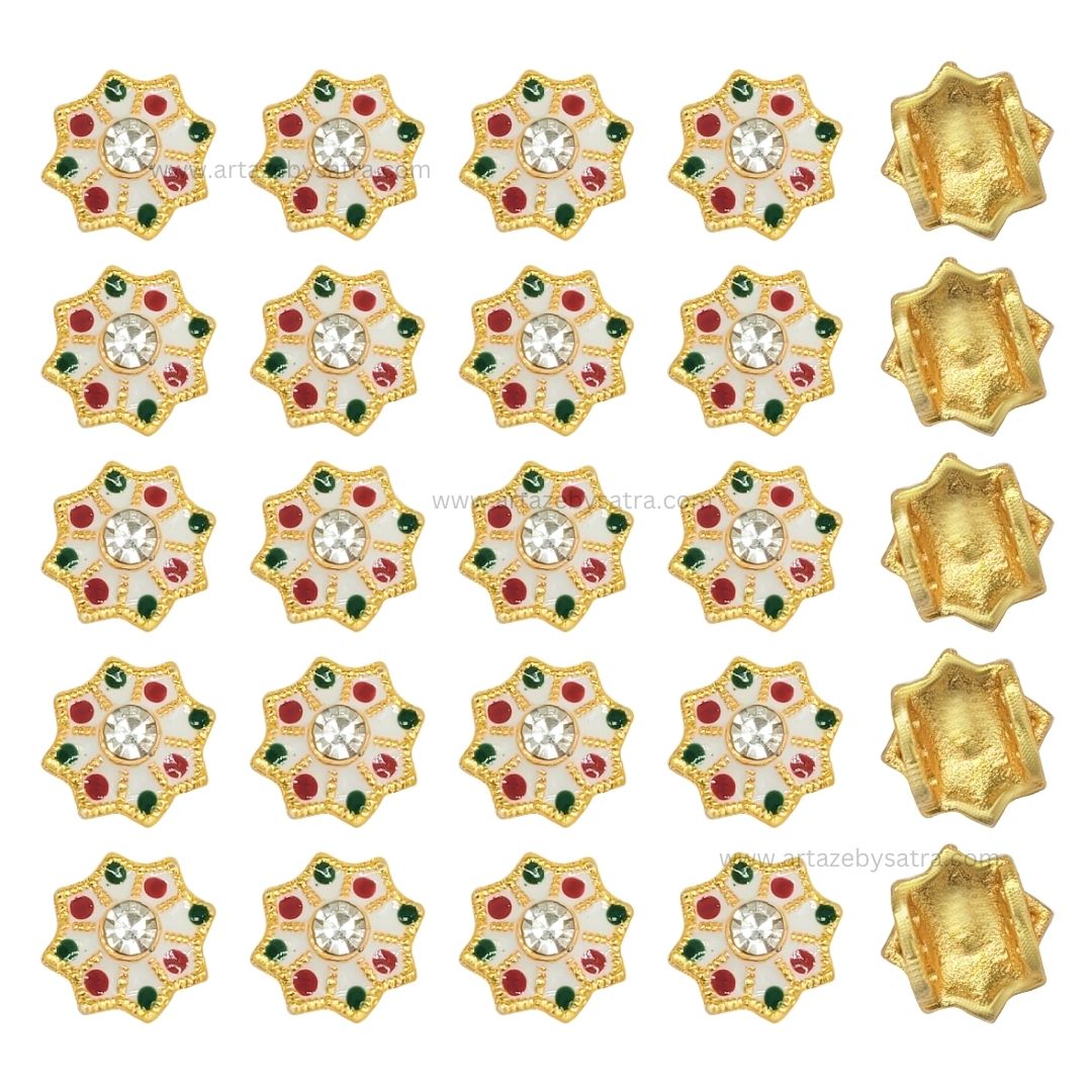 Connector Meenakari Kundan Beads | Size : 13mm | Qty : 12pcs