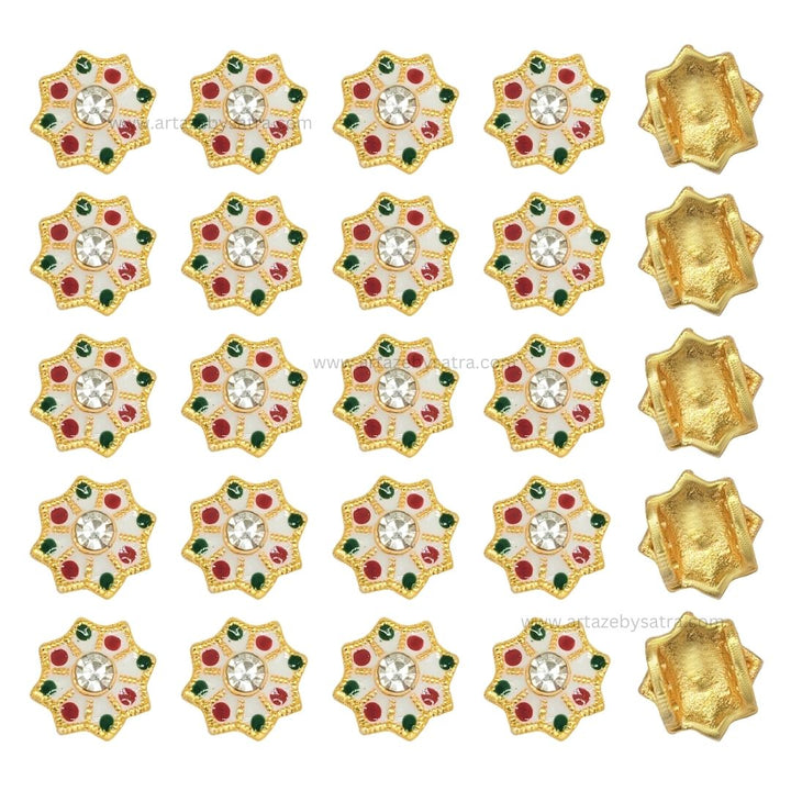 Connector Meenakari Kundan Beads | Size : 13mm | Qty : 12pcs