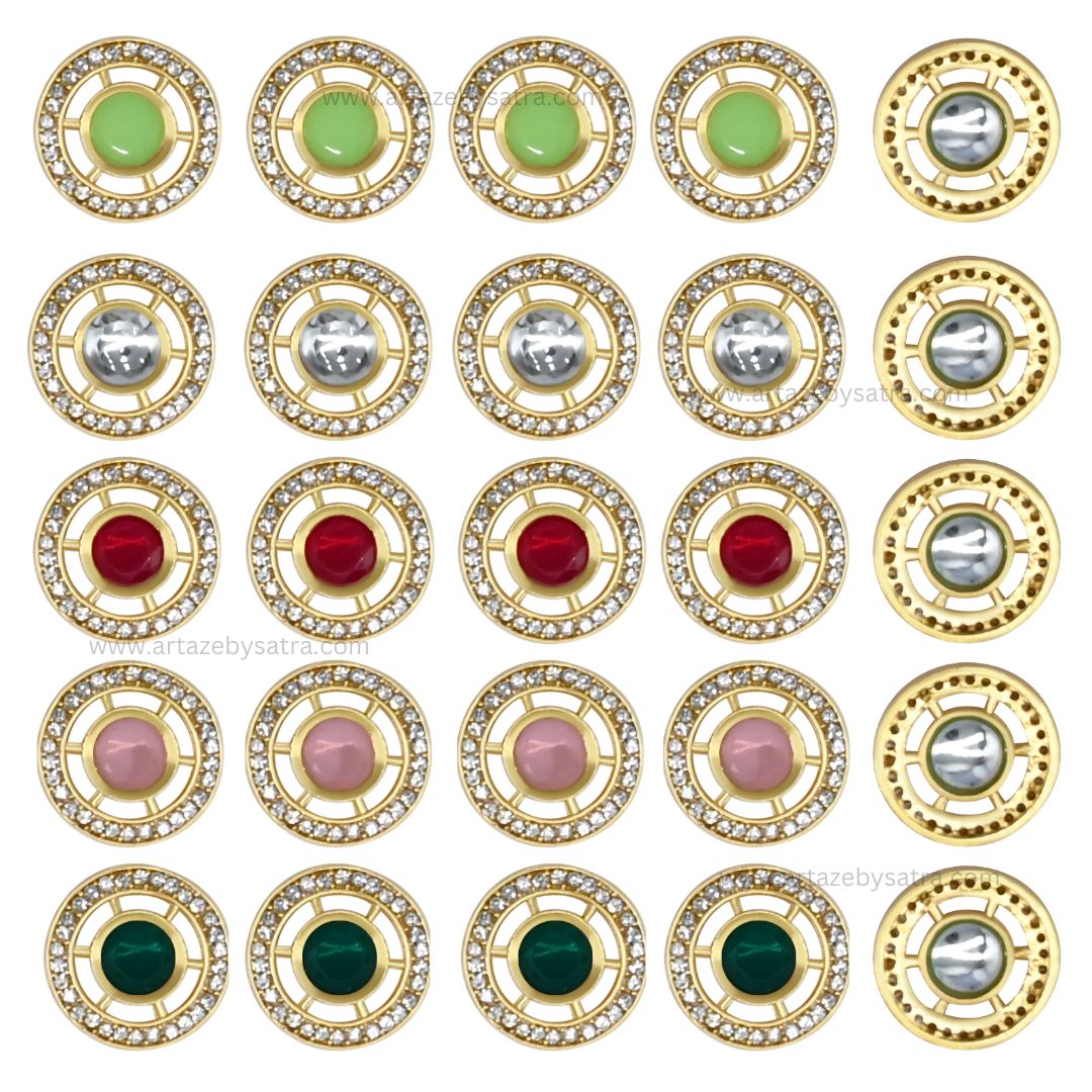 Meenakari Kundan Beads |  Size : 19mm | Qty : 12pcs