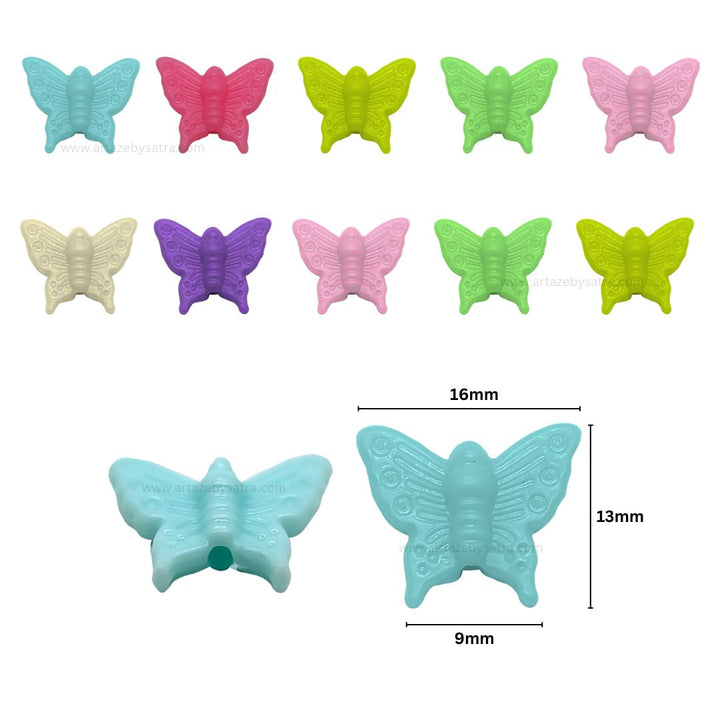 Assorted Tail Butterfly Pastel Plastic Beads | Size: 15mm