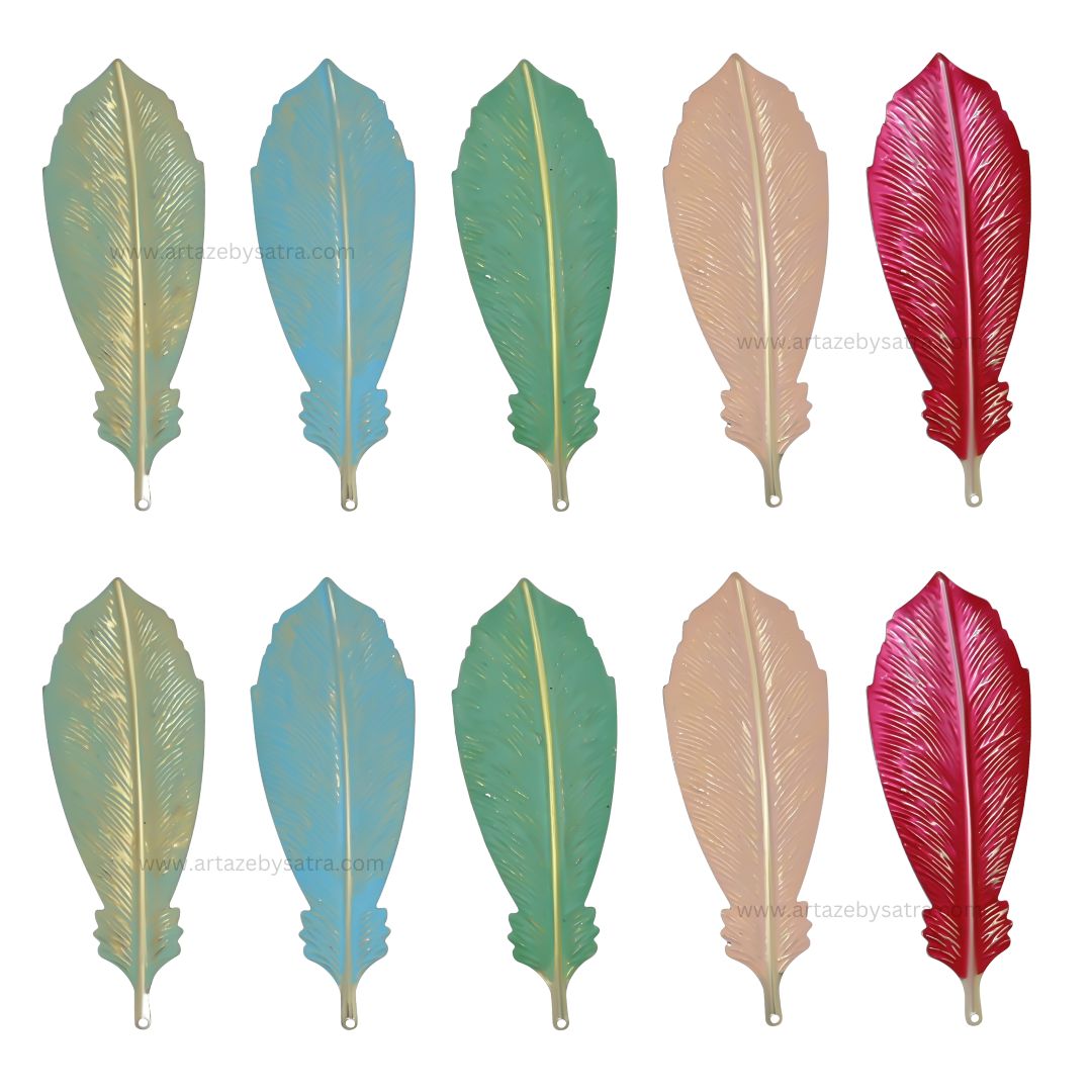 Leaf Coloured Metal Art | Size : 5.7inch | Qty : 4pcs