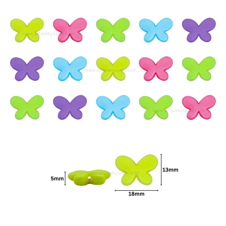 Butterfly Pastel Plastic Beads | Size : 18mm