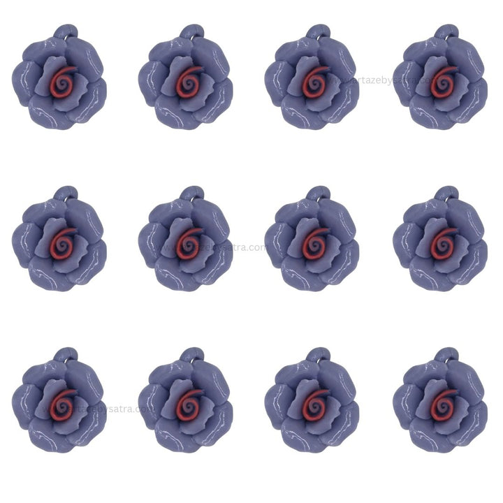 1 Hole Rose Ceramic Flower | Size : 32mm | Qty : 10pcs