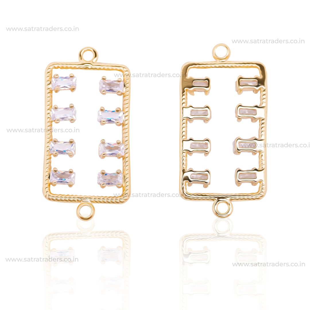 Rectangle Shape Diamond Charm Anti-Tarnish | Size: 28mm | 1PC