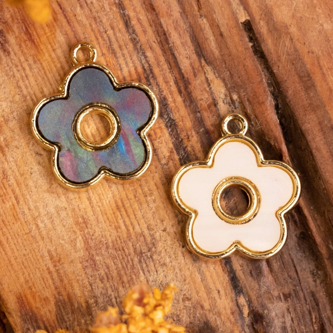 Flower Acrylic Charms | Size : 16mm-Ring 4mm | 6pcs