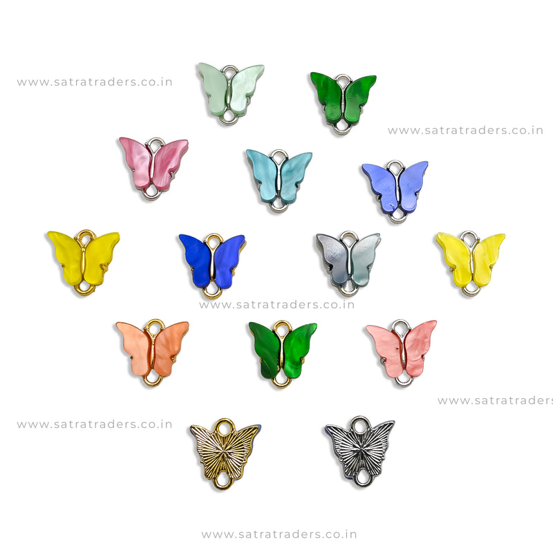 Mix Butterfly Charms | Golden & Silver Polish | 12pcs