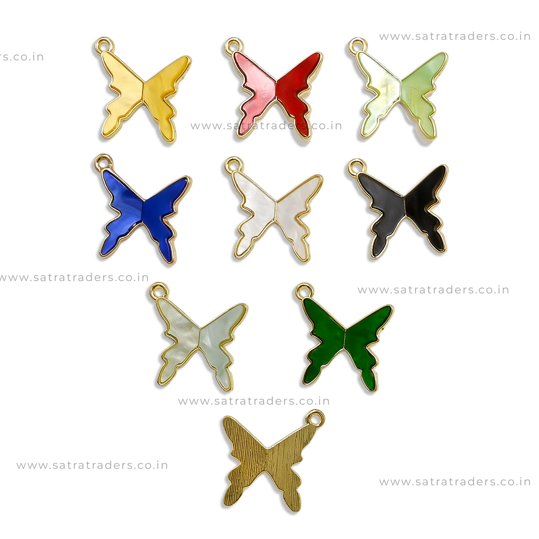 Mix Butterfly Charms | Golden & Silver Polish | 8pcs