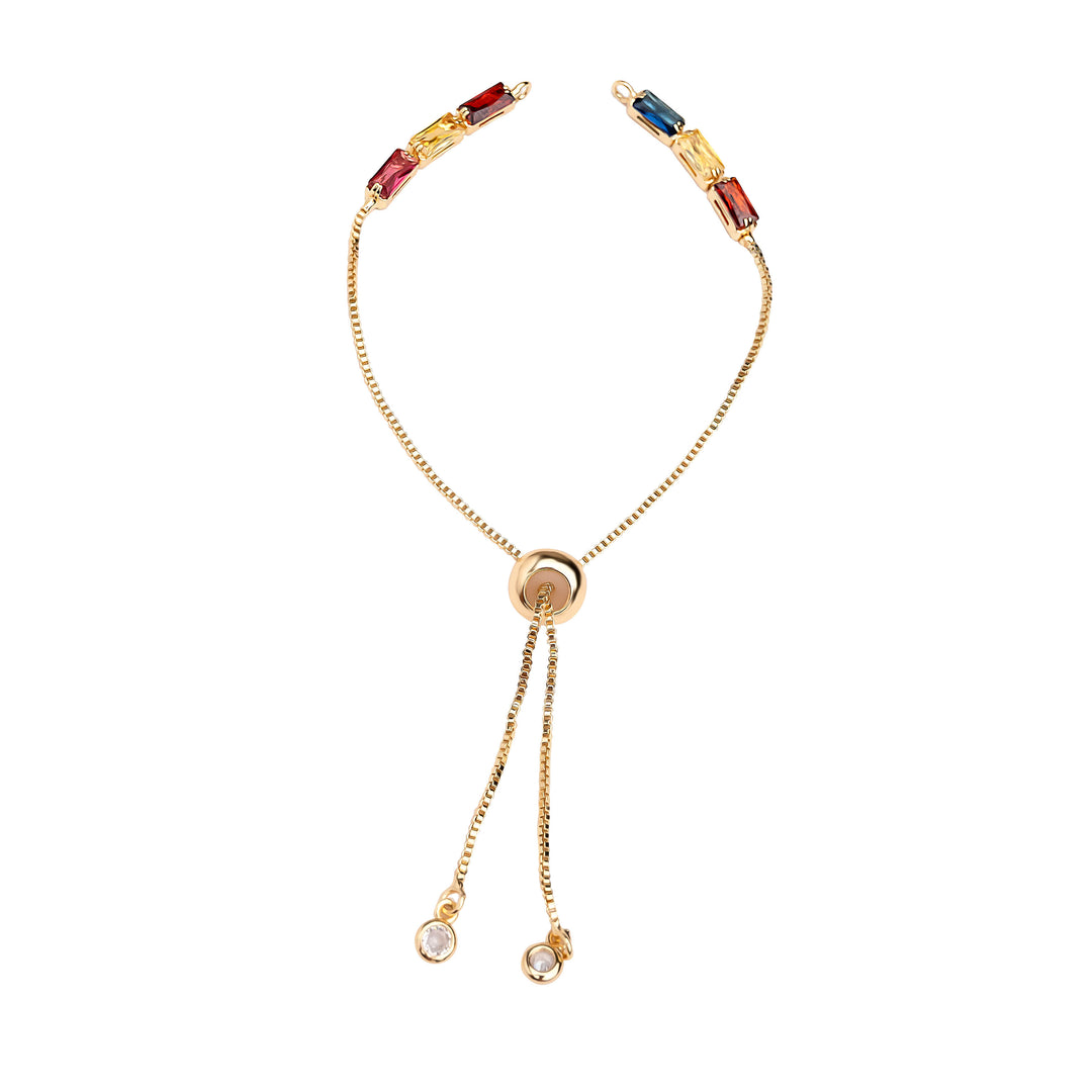 Brass Multicolor Stone Bracelet Adjustable Slider | 4Inch | 1Pc