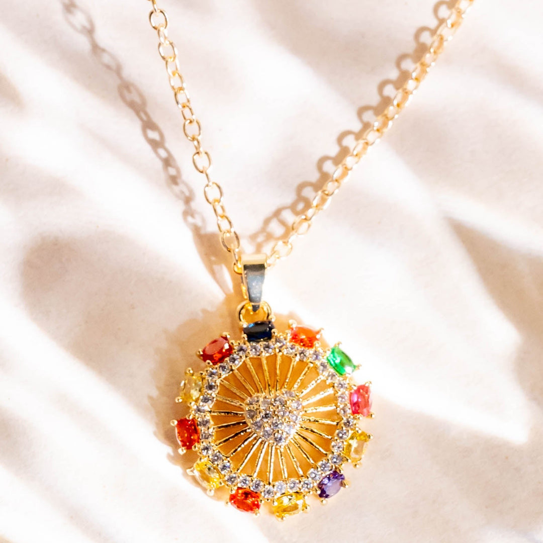 Multicolor Round Stone Diamond Neckchain | Size : 18mm | 1pc