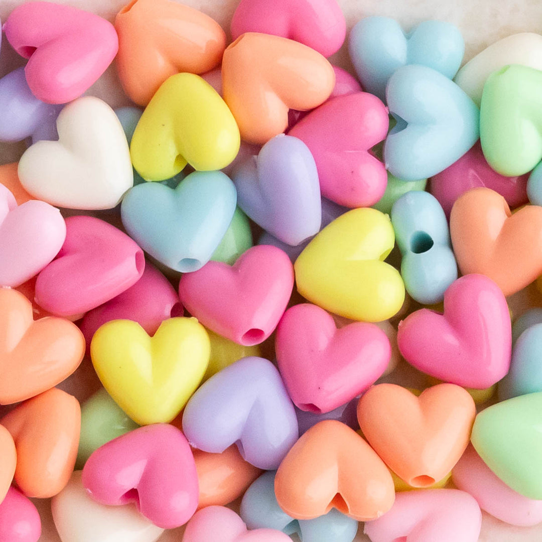 Assorted Big Heart Plastic Beads | Size : 15mm | PB108