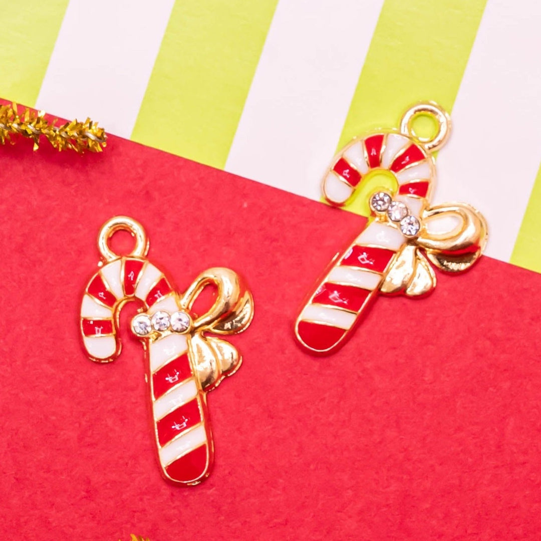 Christmas Candy Stick Charms | Size : 14mm | 6pcs