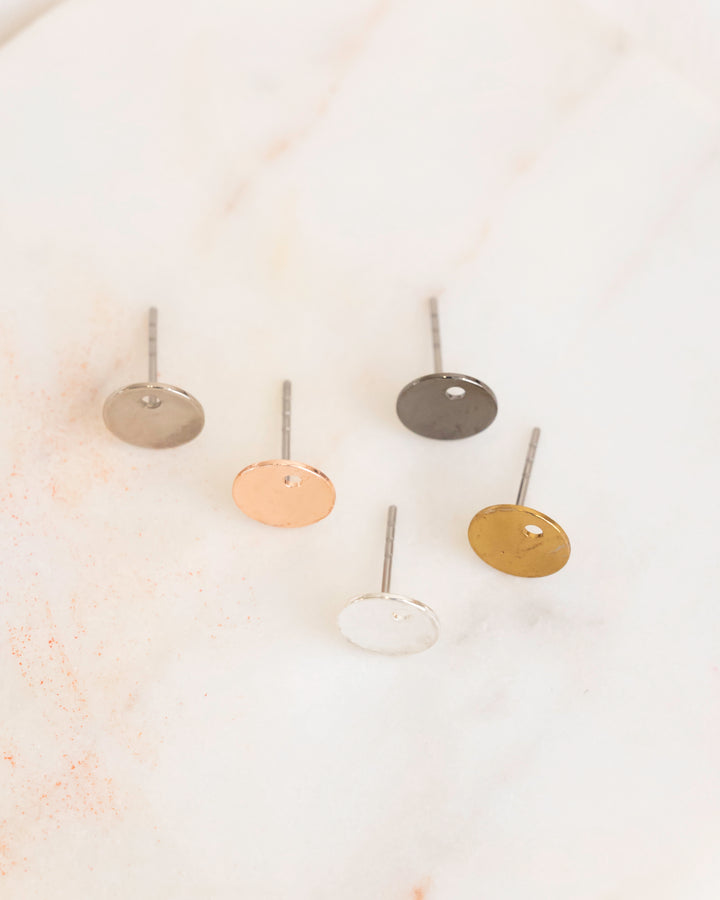 Metal Base Earring Stud | Size : 8mm | 20pcs