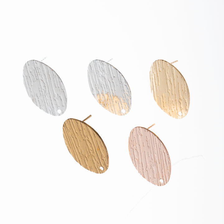 Oval Metal Base Earring Stud (Lines)| Size : 24mm | 6pcs