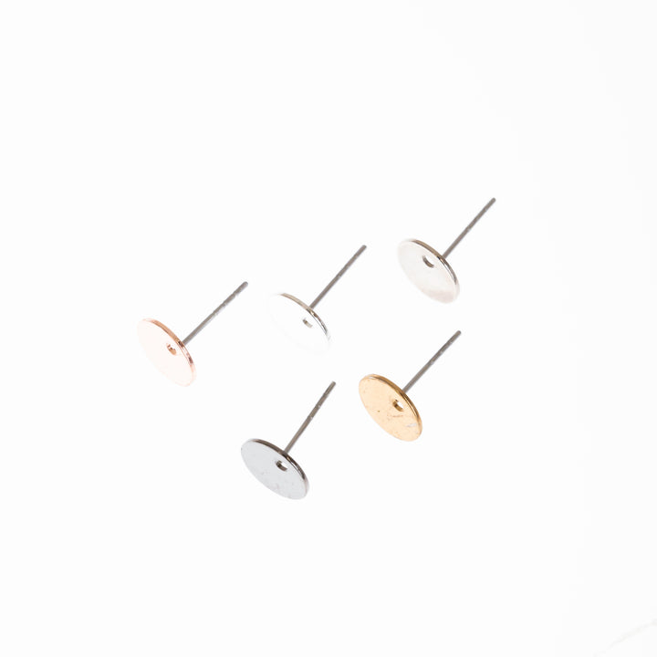 Metal Base Earring Stud | Size : 8mm | 20pcs