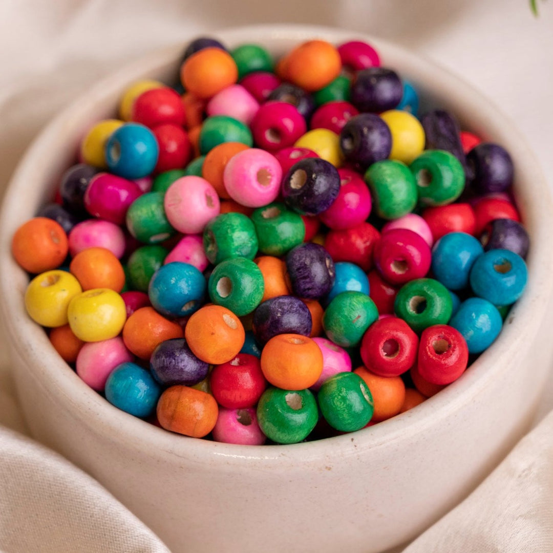 Multicolor Round Wooden Beads