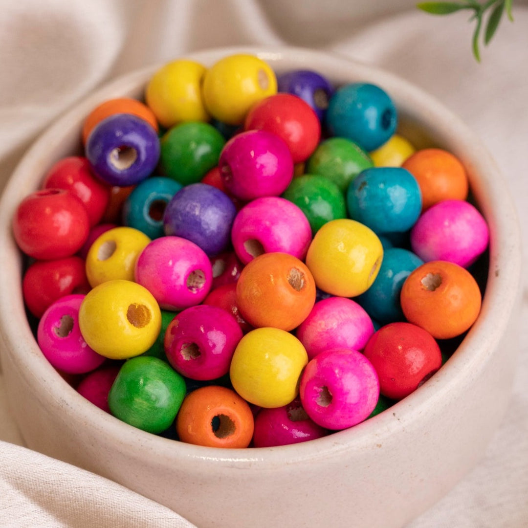 Multicolor Round Wooden Beads