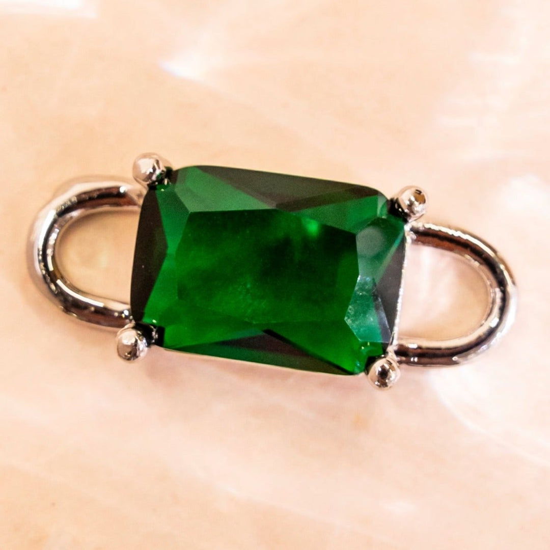 Emerald Stone Connector Charm Anti-Tarnish | Size : 26mm | 1pc