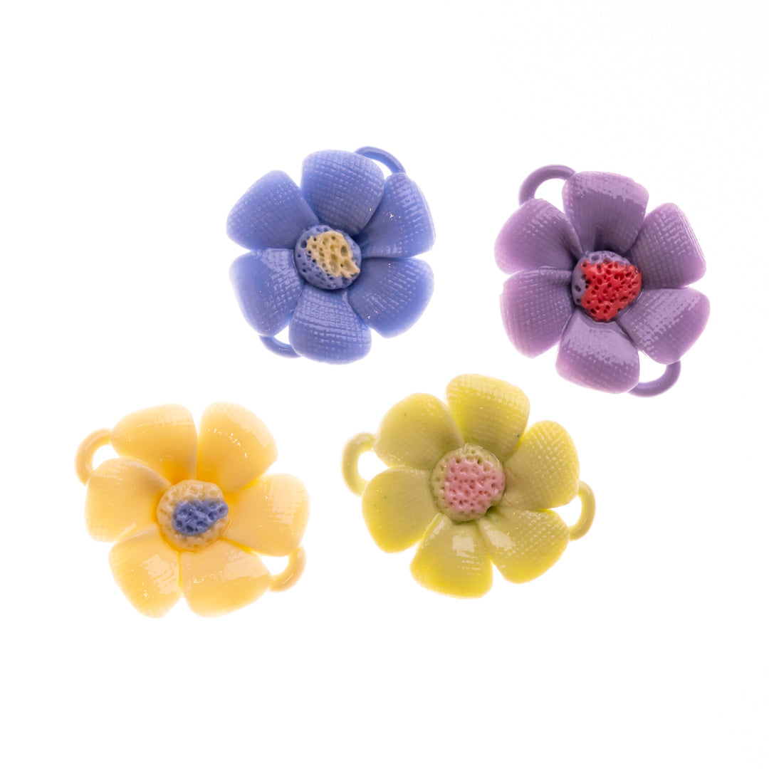 Ceramic Flower | Size : 30mm | 10 Pcs | 2 Hole