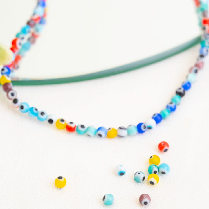 Multicolor Evil Eye Glass Beads | 1 String