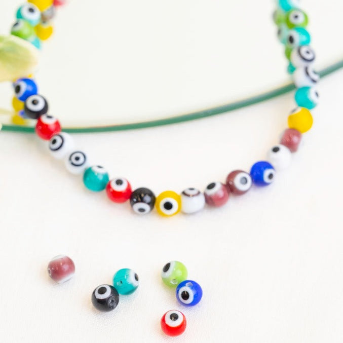 Multicolor Evil Eye Glass Beads | 1 String