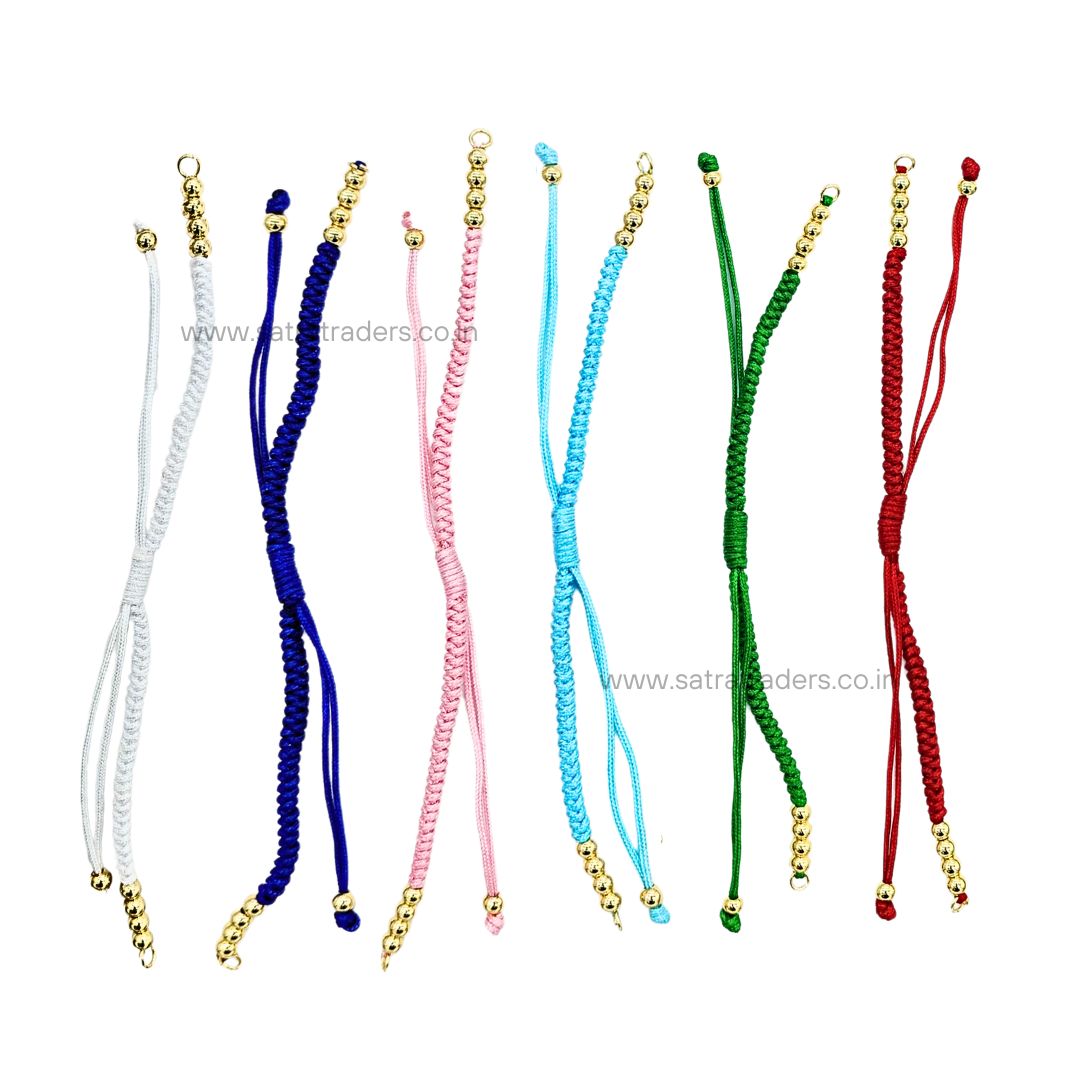 Nylon Braided Bracelet Cord with Brass Beads | 1pc