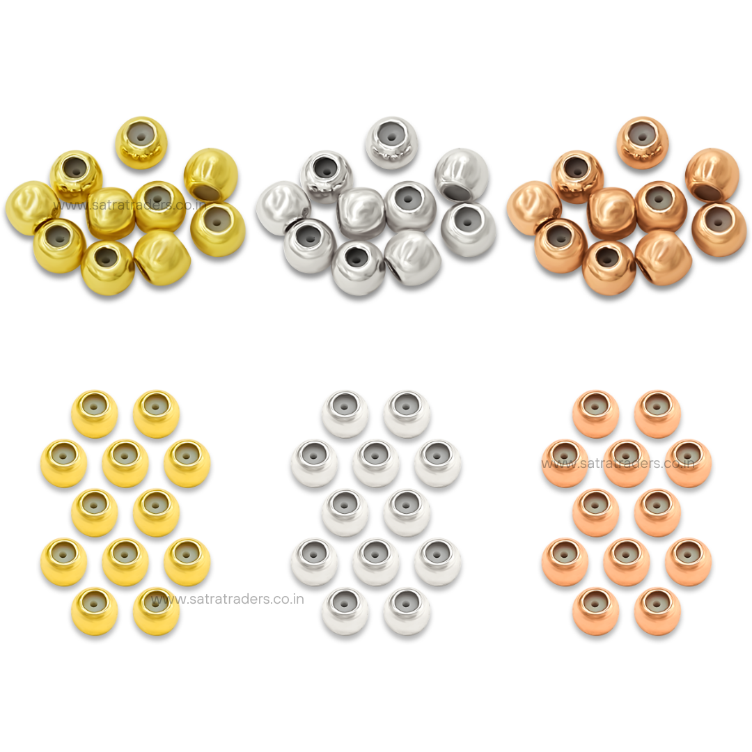 18k Brass Stopper Beads | Size : 4mm | 10pcs