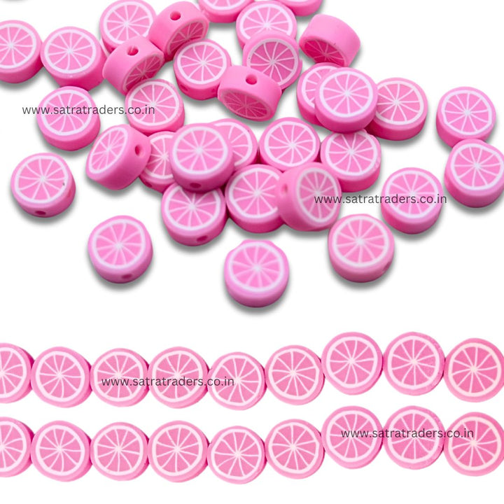 Pink Orange Polymer Clay Fimo Beads | Size: 6mm (W) Thickness 2mm | 1string  40 PCS