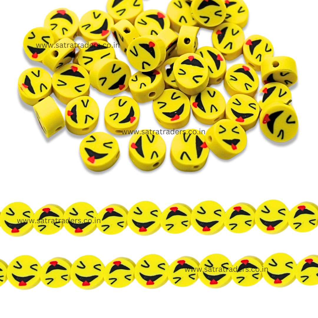 Smiley Polymer Clay Fimo Beads | Size 10mm Thickness 5mm | 1String 40 PCS