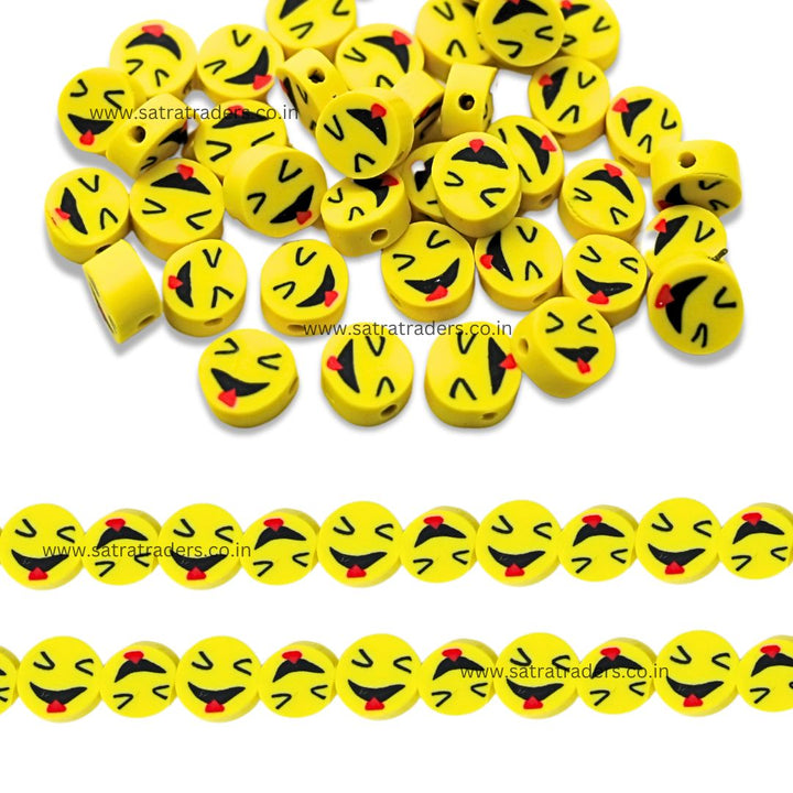 Smiley Polymer Clay Fimo Beads | Size 10mm Thickness 5mm | 1String 40 PCS