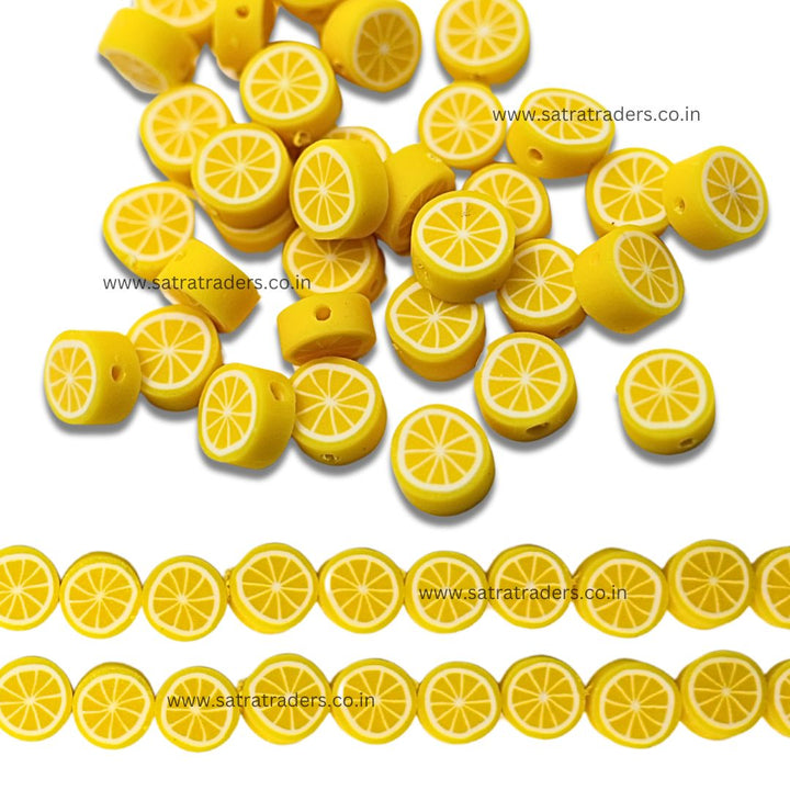 Yellow Polymer Clay Fimo Beads | Size 10mm Thickness 5mm | 1String  40 PCS