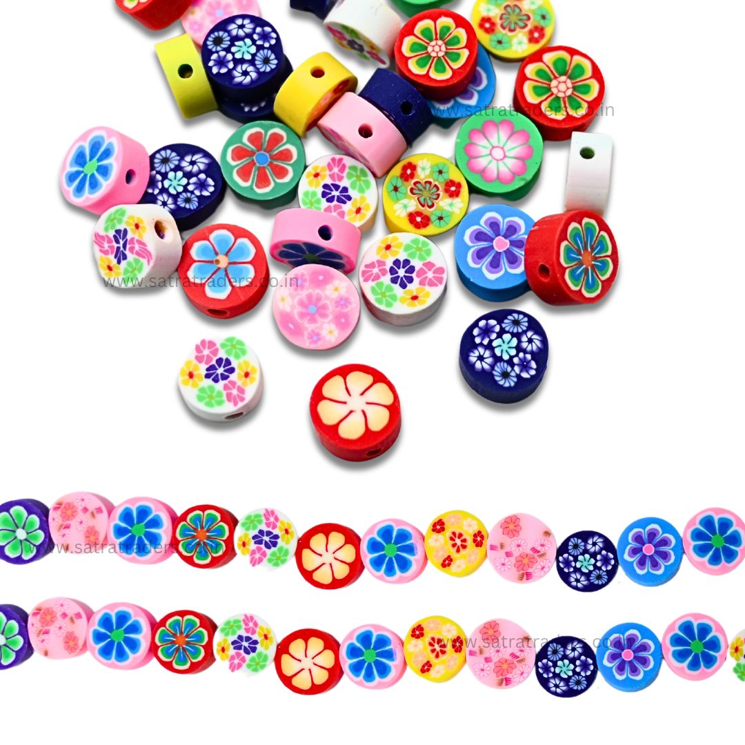 Polymer Clay Fimo Beads | Size: 6mm (W) Thickness 2mm | 1string 40pcs